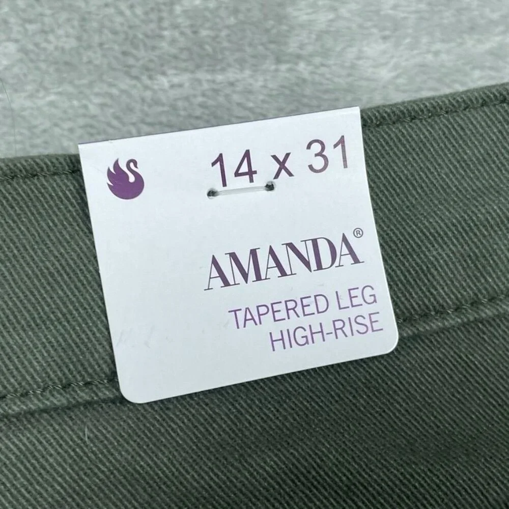 Gloria Vanderbilt Amanda Womens High-Rise Tapered Leg Pants Size 14 Green a1595 - Picture 3 of 5